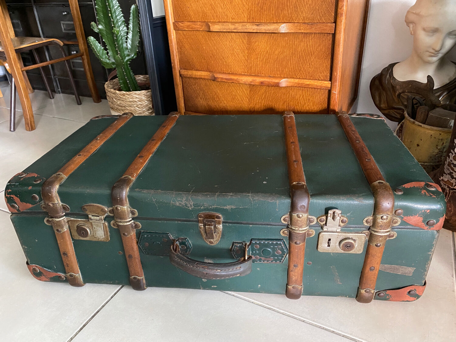 Old vintage travel trunk
