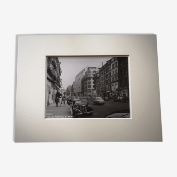 Photograph 18x24cm - Old black and white silver print - Rue Fbg St Honoré - 1950s-1960s