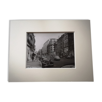 Photographie 18x24cm - Tirage argentique noir et blanc ancien - Rue Fbg St Honoré - Années 1950-1960