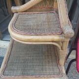 Bamboo and rattan corner shelf circa 1975