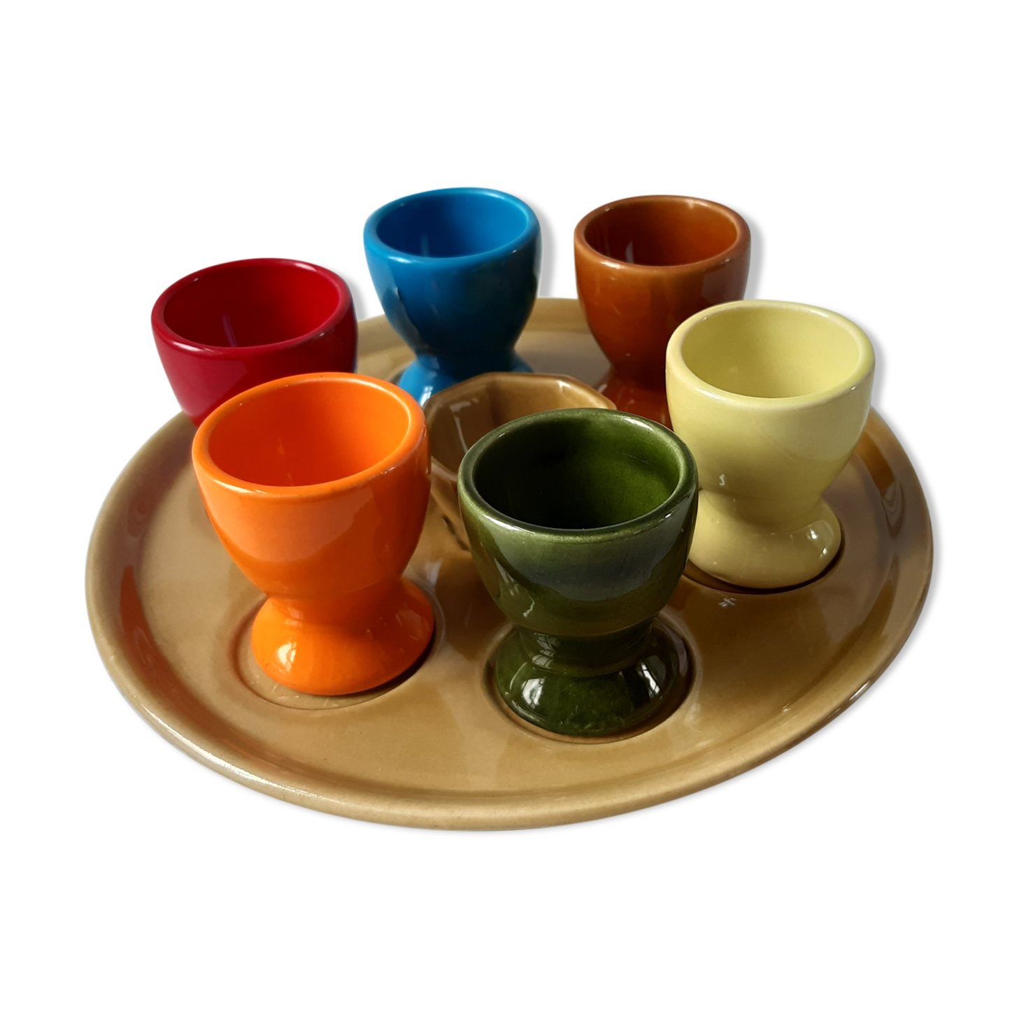 Ensemble de 6 coquetiers années 70 faïencerie de Nidervillier