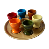 Set of 6 coquetiers faiencerie de Nidervillier 70s