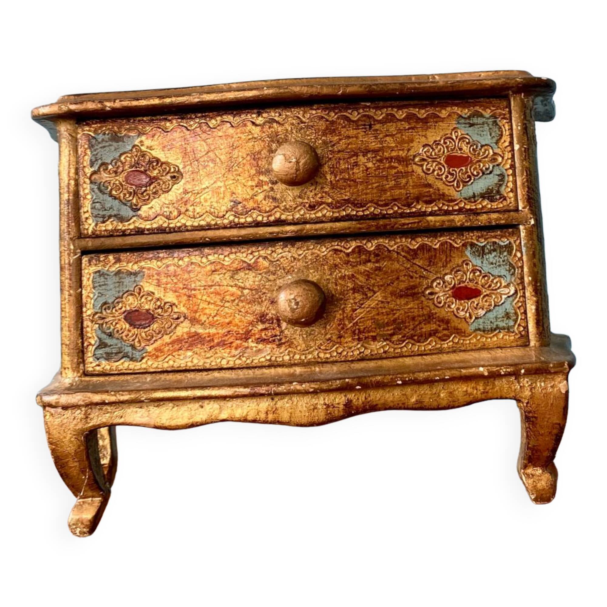 Antique wooden jewelry box Venetian style.
