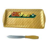 Plat à cake en barbotine +couteau