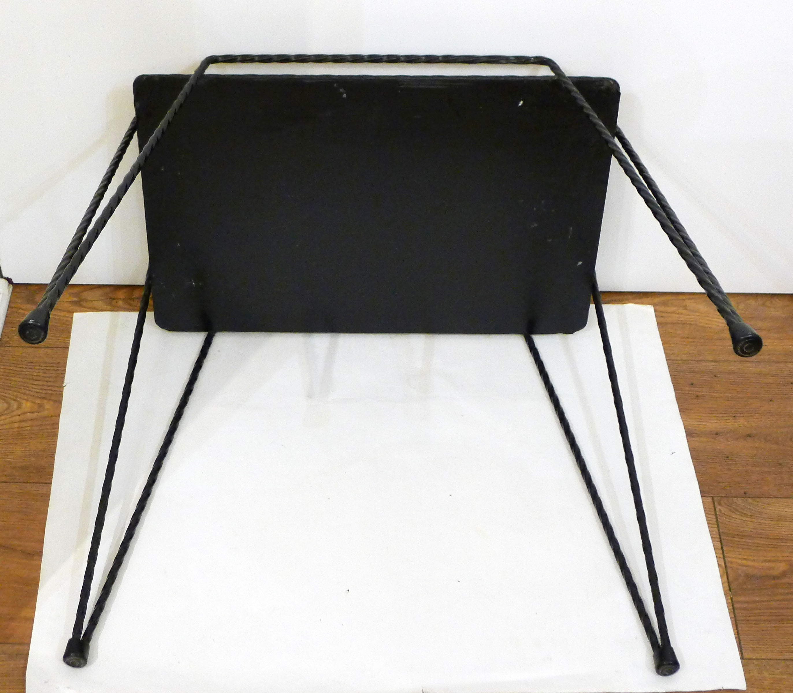 Mosaic and wrought iron side table, compass feet