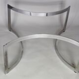 Coffee table published by Dassas, base in chromed steel and thick glass slab, France, 1963