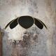 Flower suspension with metal structure and 6 black linen petals