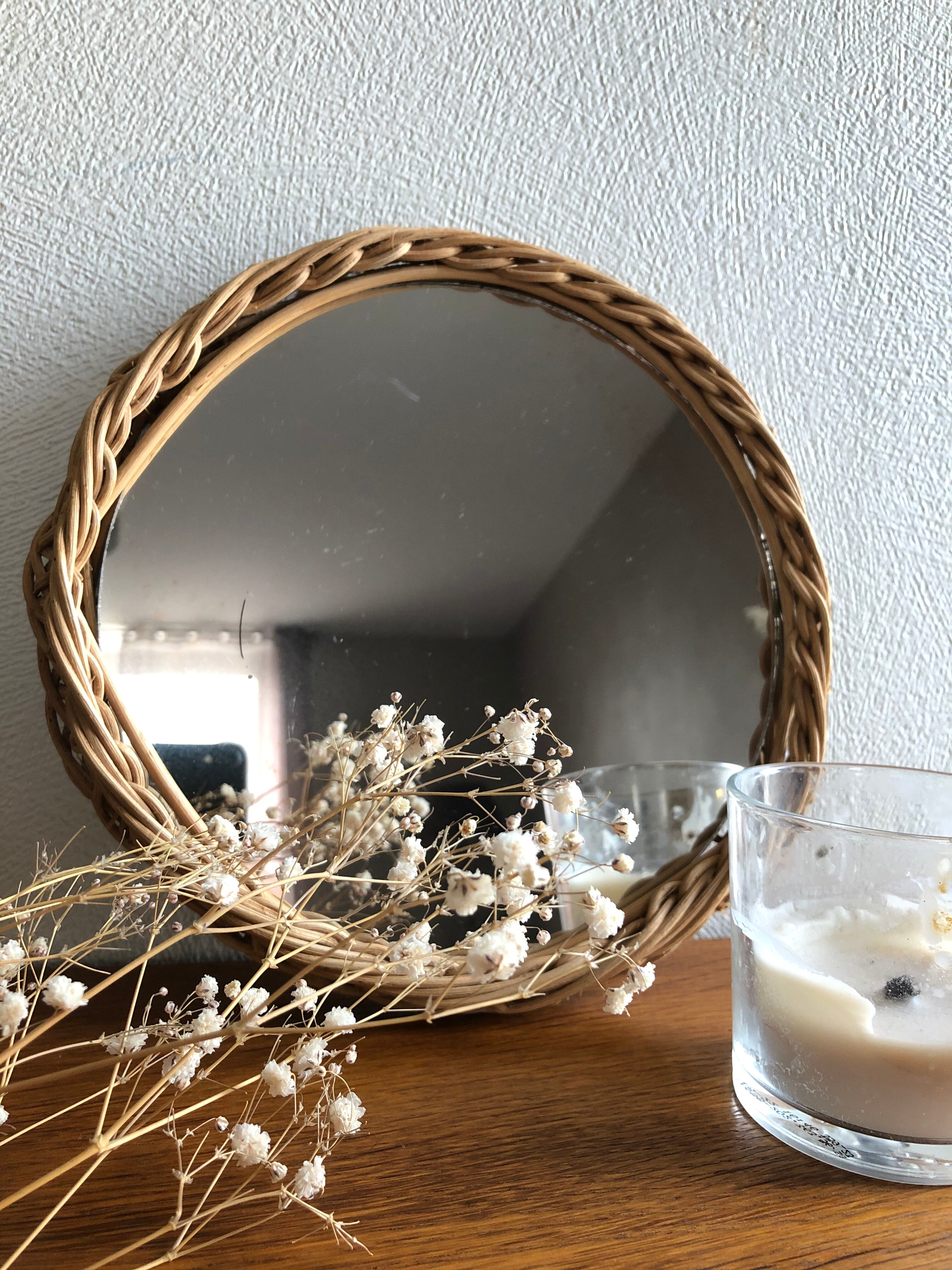 Braided rattan mirror 23cm