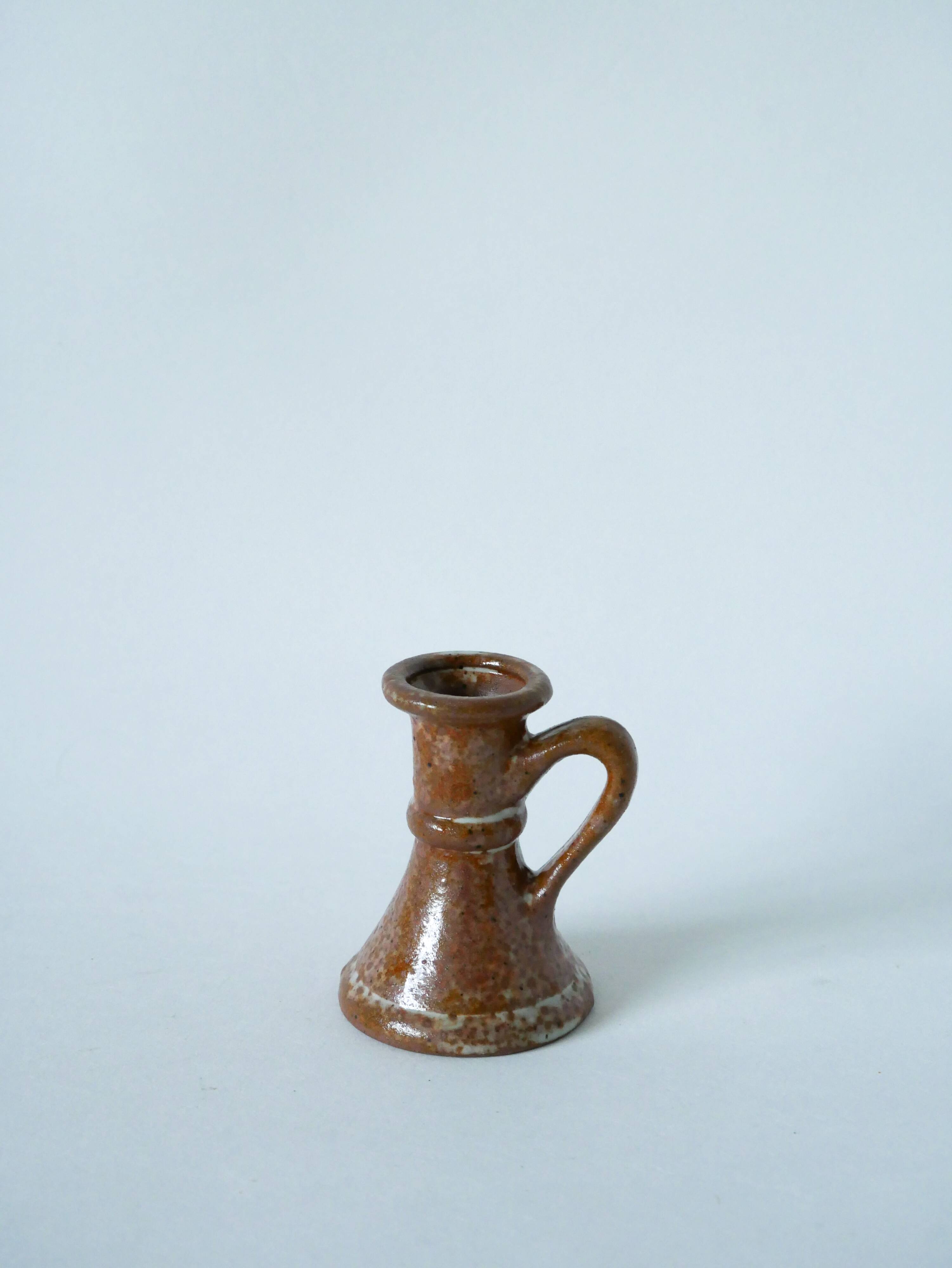 small enameled stoneware candle holder 1970