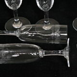 Suite of 6 Baccarat crystal flutes, model Sévigné, signed