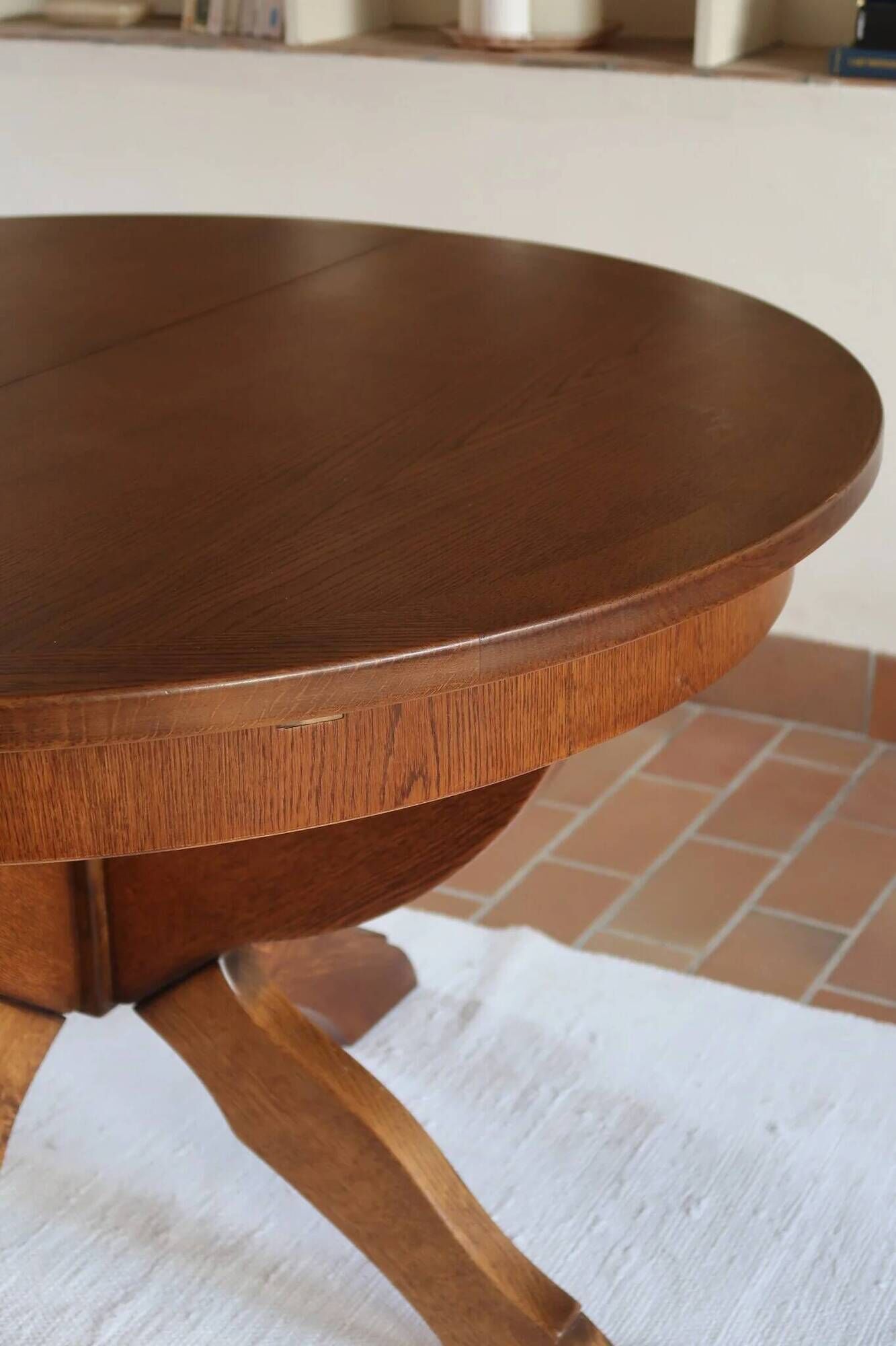 Extendable oak round table, Lübke, Germany 1960s