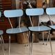 Série de 4 chaises Formica bleues vintage