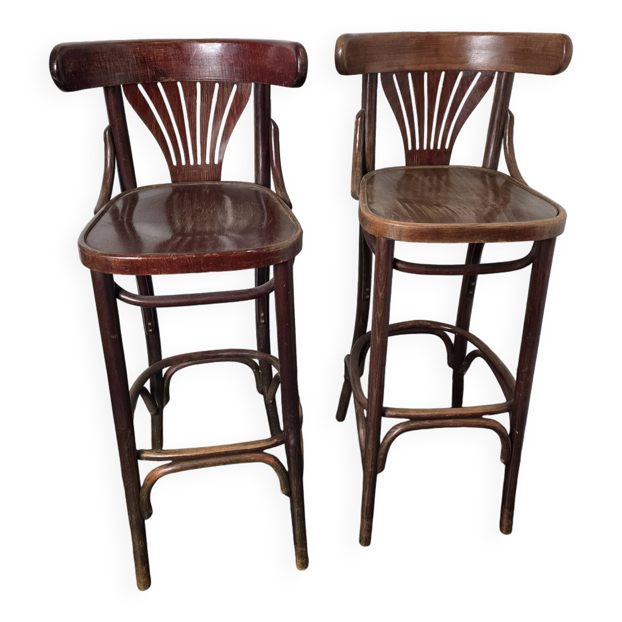 Pair of bistro stools with backrest
