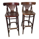 Paire de tabourets de bistrot avec dossier