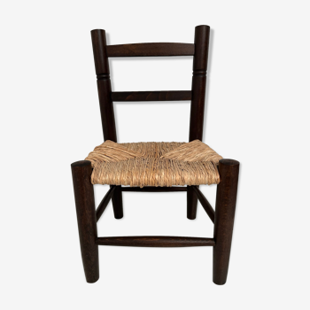 Vintage straw wooden chair