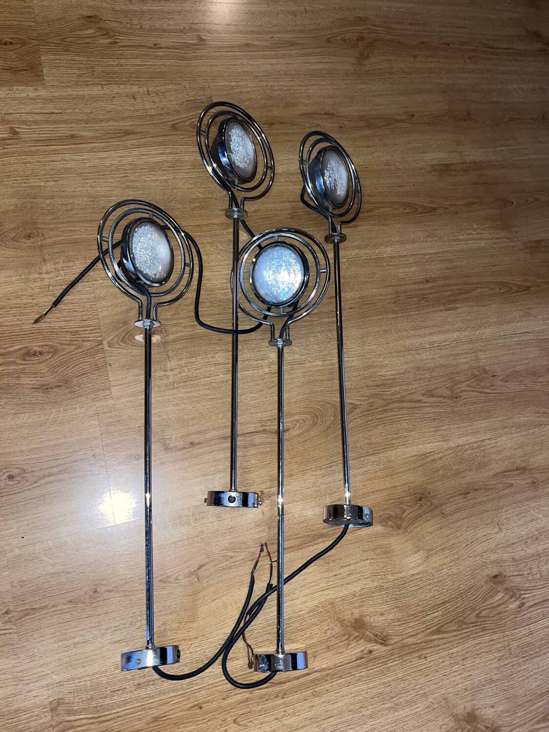 4 adjustable chrome Mole Richardson spotlights