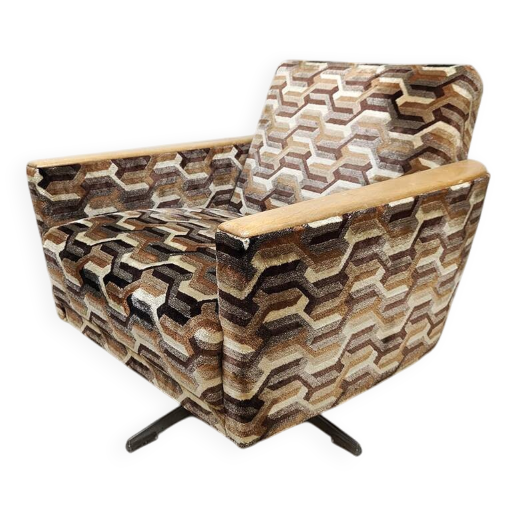 Midcentury swivel lounge chair vintage 'Geometric dessin'