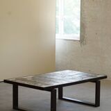 Danish mid century rectangular coffee table by Ox Art in Oak and Stoneware, 1970
