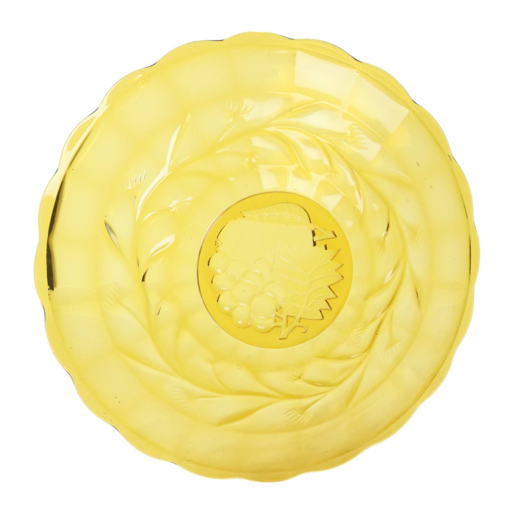 Art Deco Fruit Bowl Amber Pressed Glass Fait en Belgique