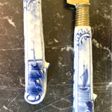 12 Delft earthenware fruit knives on their stand