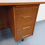 Vintage modernist desk in wood and black metal from the 60s