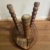 Original brutalist stool carved 60s in solid wood