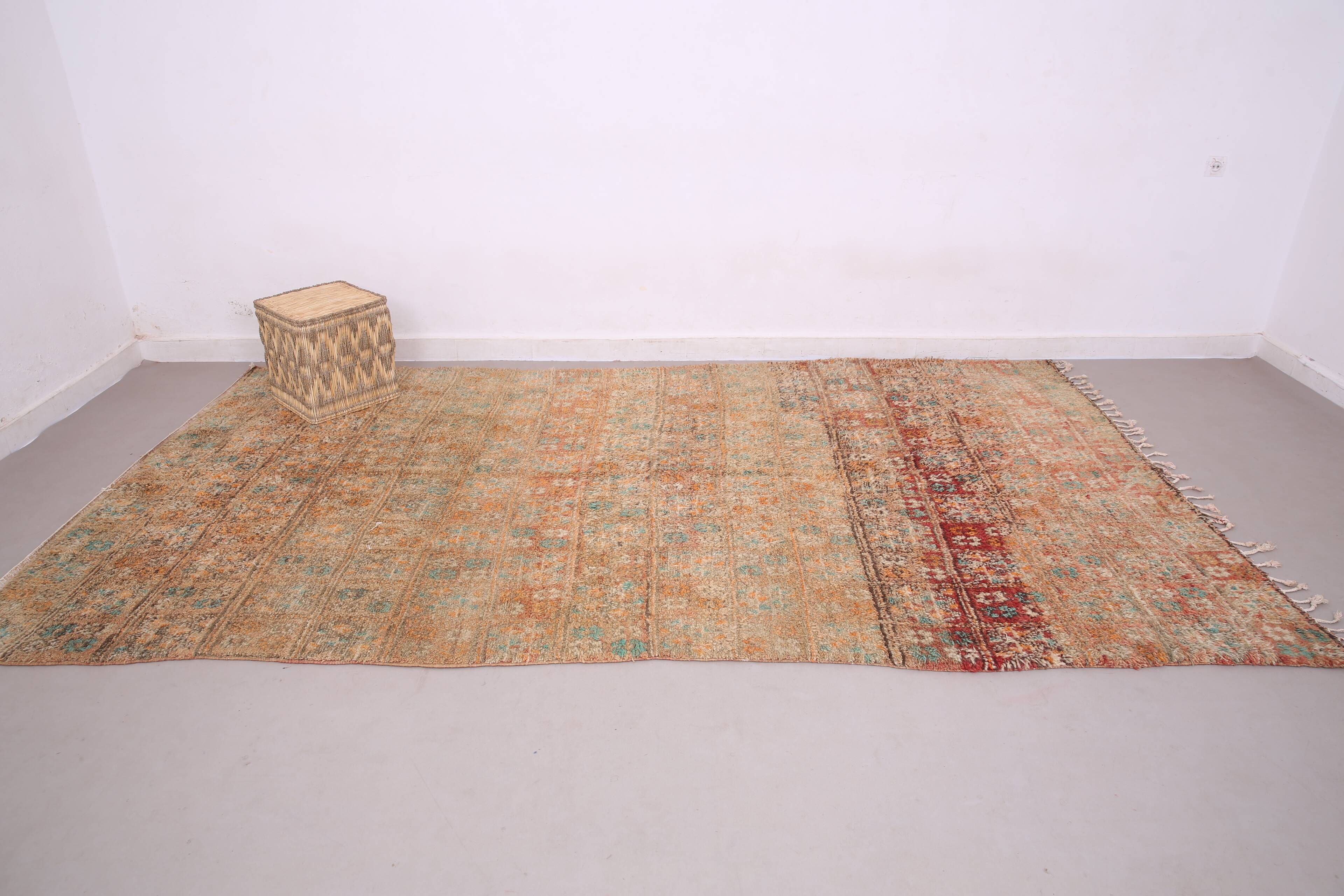Peach Vintage Moroccan Rug 190 x 352 cm - Berber Wool Rug - Handmade Rug