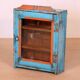 Ancienne vitrine murale art déco en teck birman patine bleue-rouge d'origine