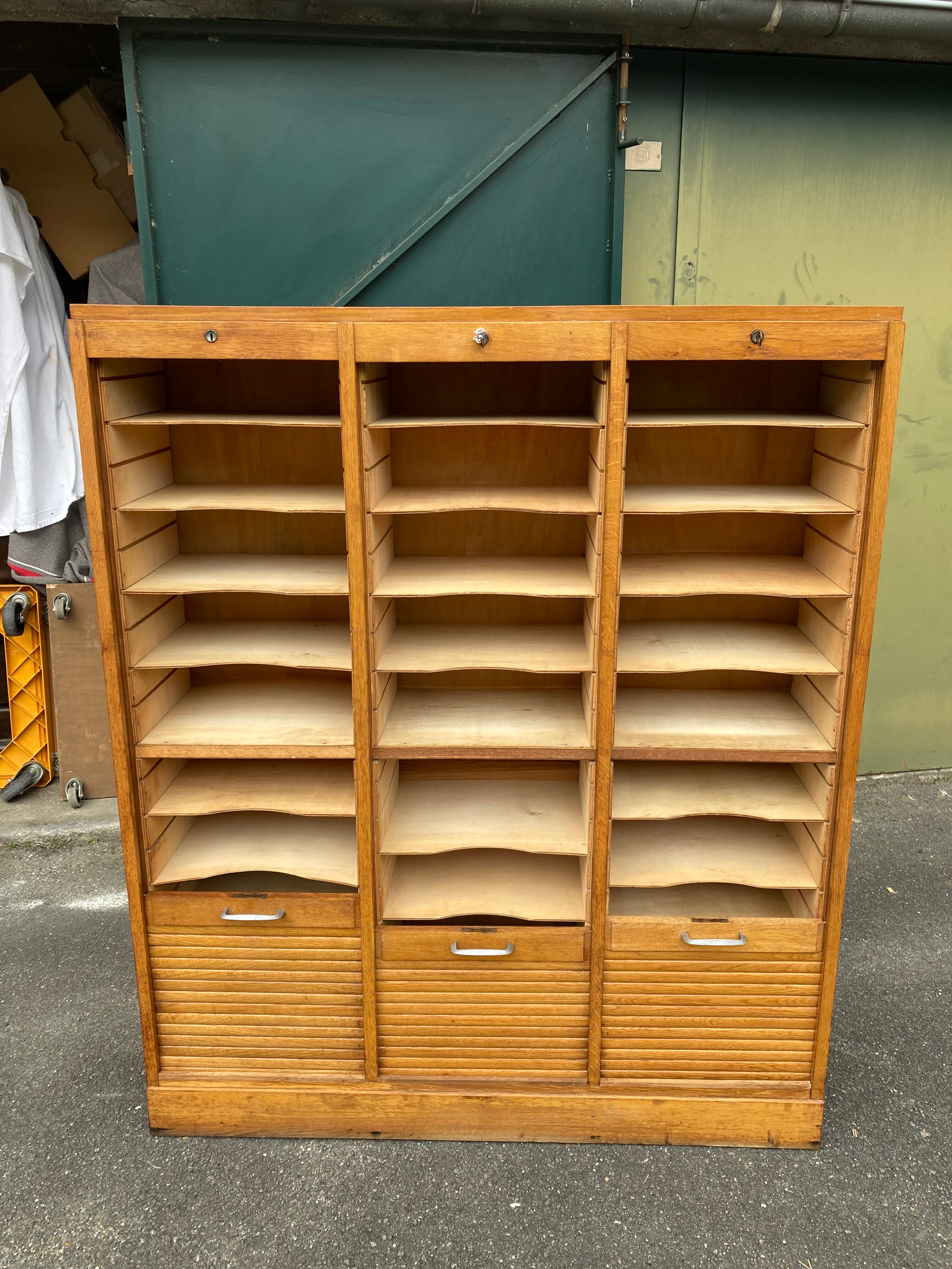 Filing cabinet with 3 curtains