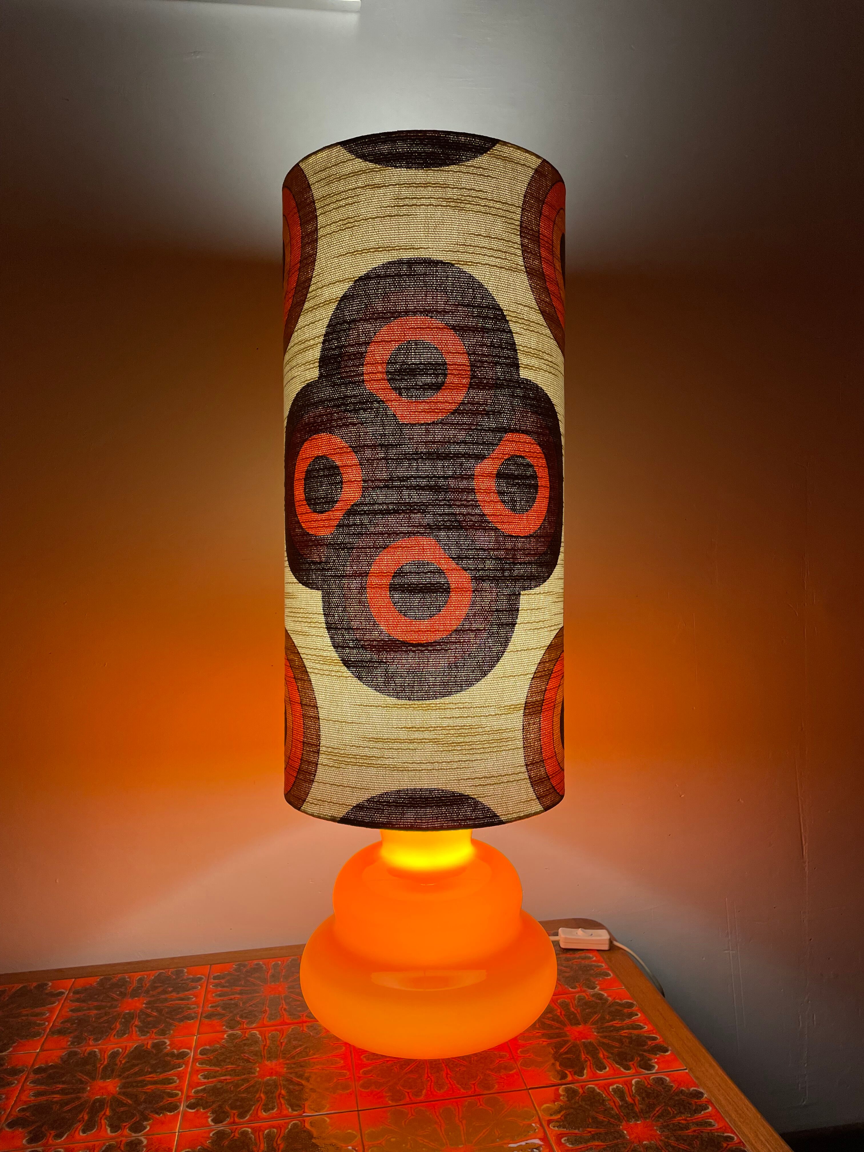 Supertone table lamp - orange opaline and vintage fabric