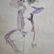 Original watercolor graphite sketch "the erotic dream" signed by Macel Charles Gaichet