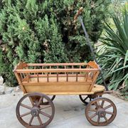 19th century cart in wood and wrought iron, garden cart, storage