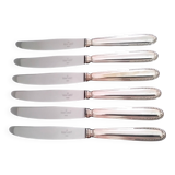 6 Silver-Plated Metal Table Knives Ravinet d'Enfert Beaded Model