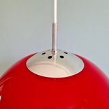 Large Space Age pendant light in red opaline, 1960s-70s