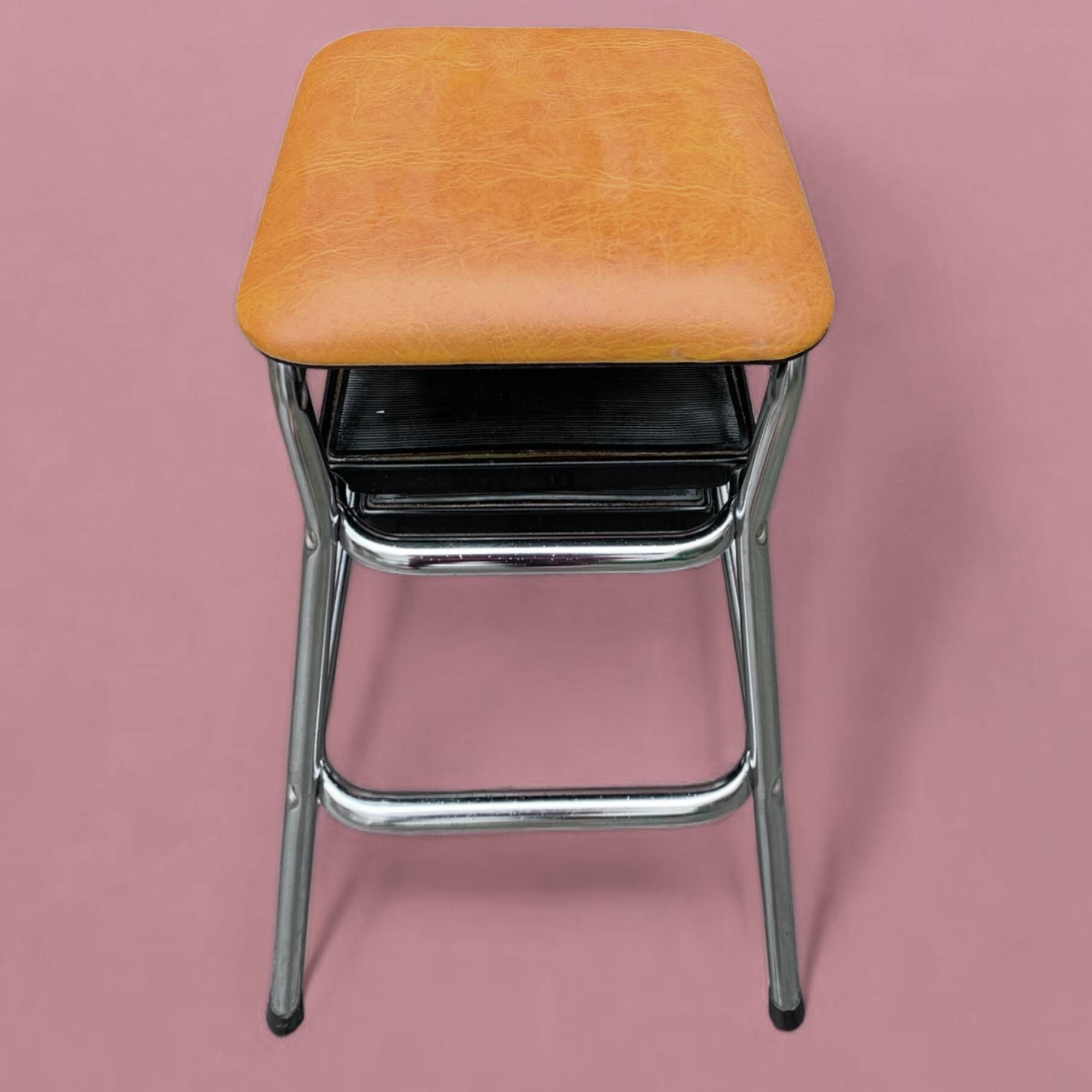 Vintage step stool in Skai and chrome metal - Hailo Klettermax
