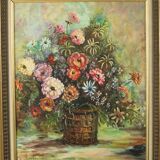 Still Life Flowers Vintage Painting on Canvas R. De Gryse