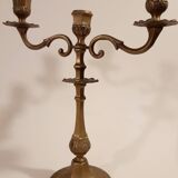 Old brass candlesticks 3 arms set of 2