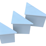 Set of three triangle side tables wood white creme design