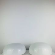 Pair of half-sphere wall lights in white opaline, Italy 1960