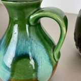 Set of 3 multi-color Fat Lava Op Art pottery vase made Bay Ceramics, Germany