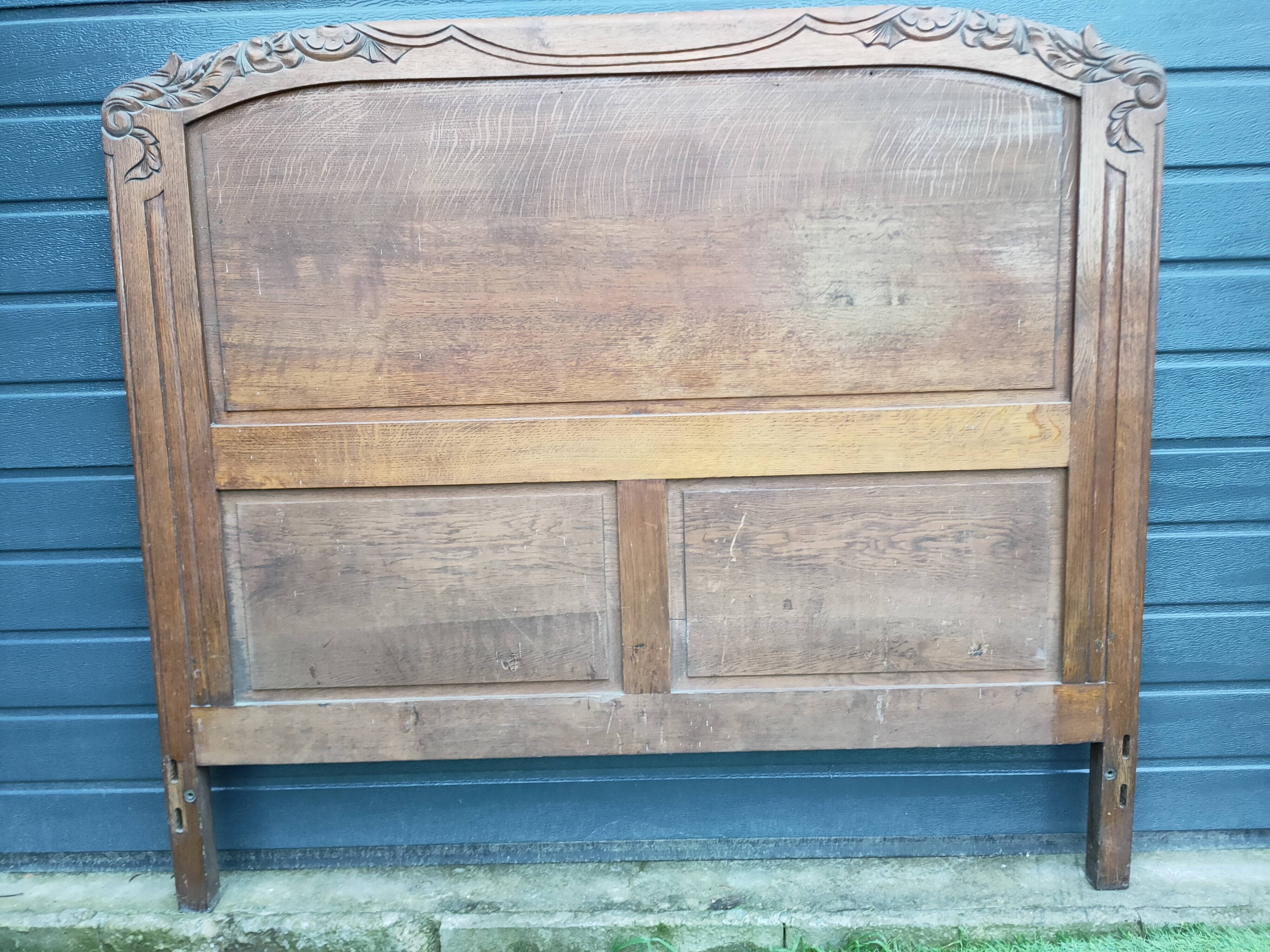 1950s solid oak headboard