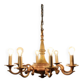 Lustre en bronze double patine à 8 bras de lumière