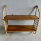 Wall shelf in wood and rattan from the 70s