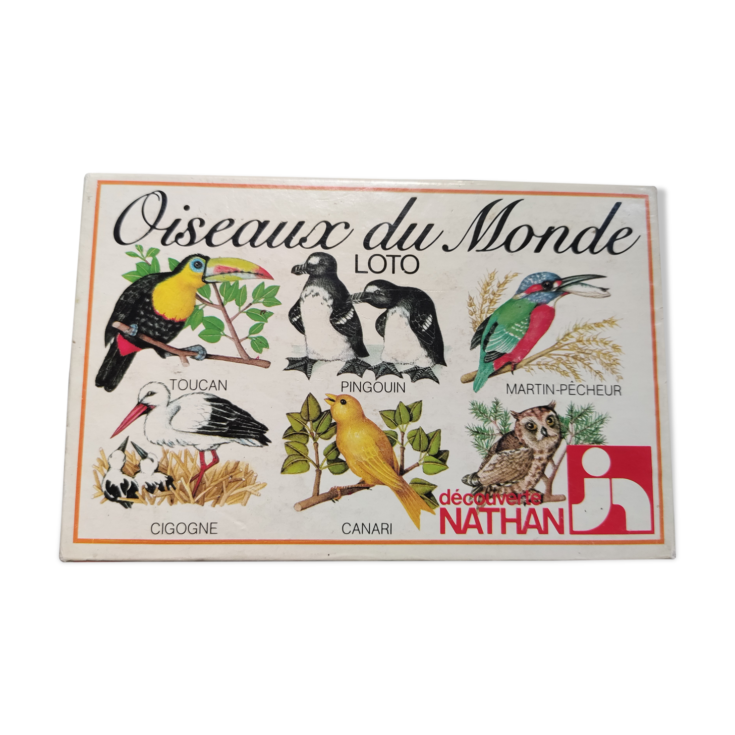 Vintage cardboard lotto birds of the world