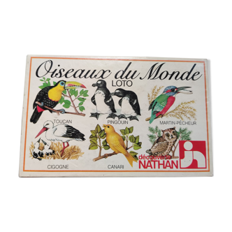 Vintage cardboard lotto birds of the world