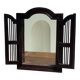 Dark brown wooden mirror with two baguettes H55 L40