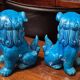 Dog paws Foo blue porcelain