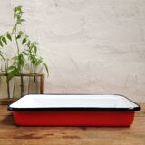 Plat en tôle émaillée rouge