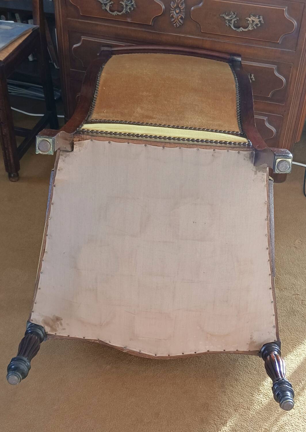 Ochre Voltaire armchair