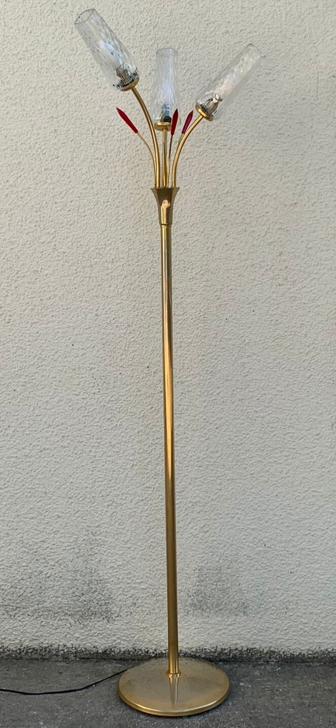 Vintage brass floor lamp with 3 lights, 1960s